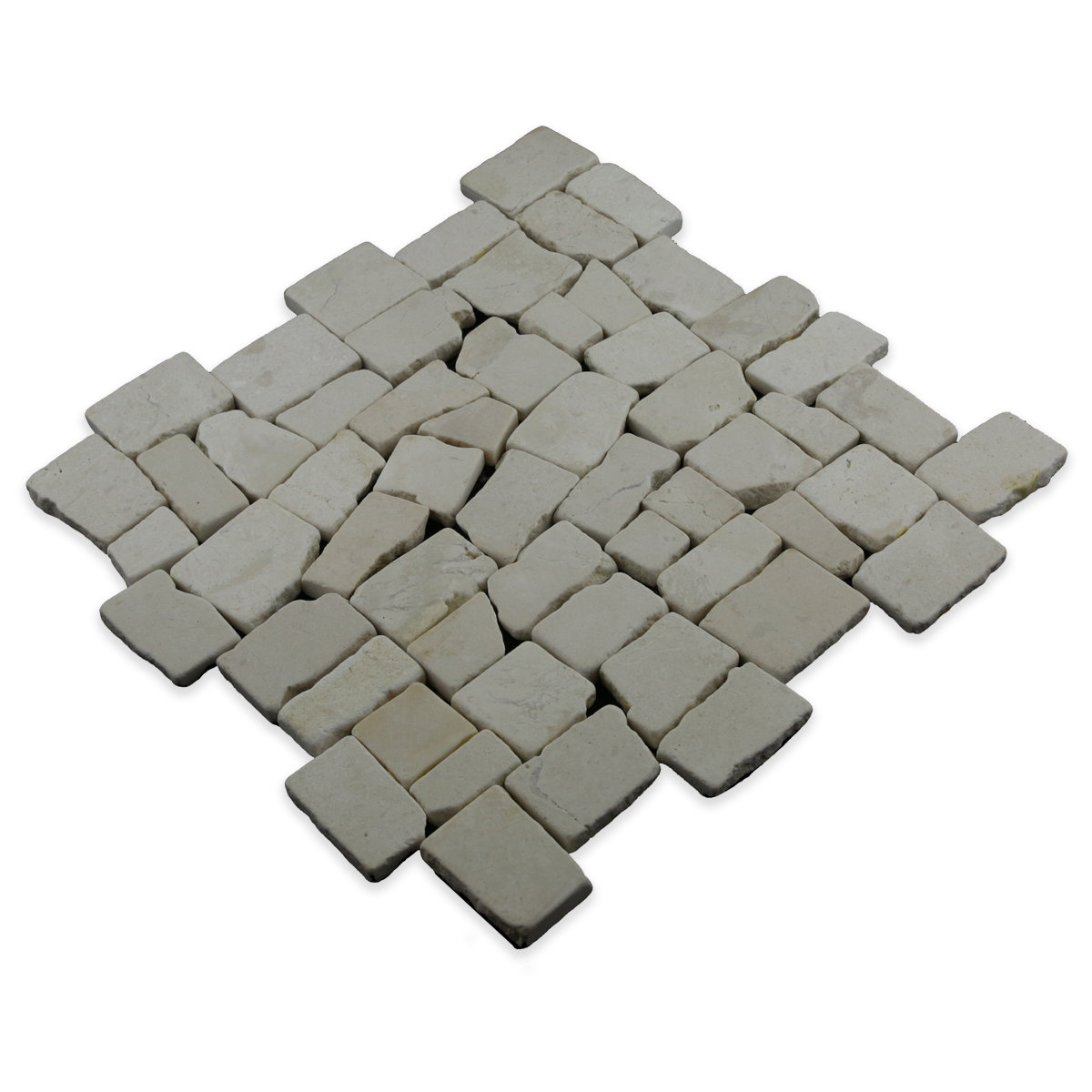 Pebble Tile Blocks Random Sized Natural Stone Mosaic Tile in White