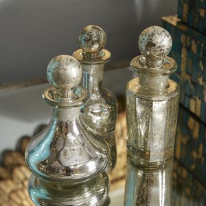 Savane 3 Piece Mercury Glass Decorative Bottle and Stopper Set