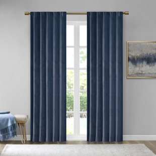 Navy Blue Print Curtains Wayfair
