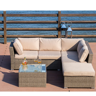Modern Contemporary Broyhill Outdoor Furniture Allmodern Amesbury 4 Piece Rattan Sectional Seating Group With Cushions