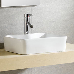 Modern Vitreous Concave Square Vessel Bathroom Sink with Overflow