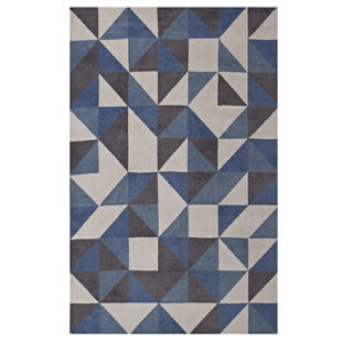Modern Contemporary Triangle Rug Allmodern Bab Geometric Triangle Mosaic Bluewhitegray Area Rug