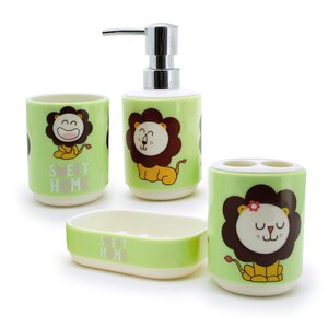 Kid's Lion 4-Piece Bathroom Accessory Set with Gift Box