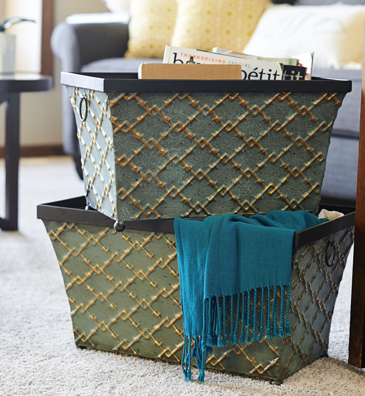 Household Essentials 2 Piece Link Metal Storage Bin Set & Reviews Wayfair