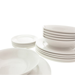 White Basics European 18 Piece Dinnerware Set, Service for 6