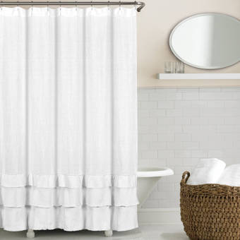Rippled Stripe Cotton Single Shower Curtain Hooks Reviews