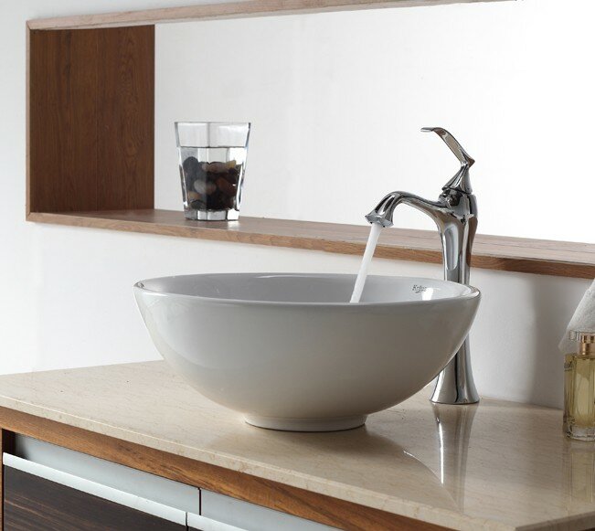 Kraus Bathroom Combos Ceramic Circular Vessel Bathroom Sink with Faucet ...