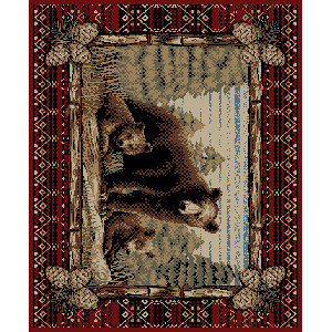 Lodge King Grizzly Gap Cabin Red Area Rug
