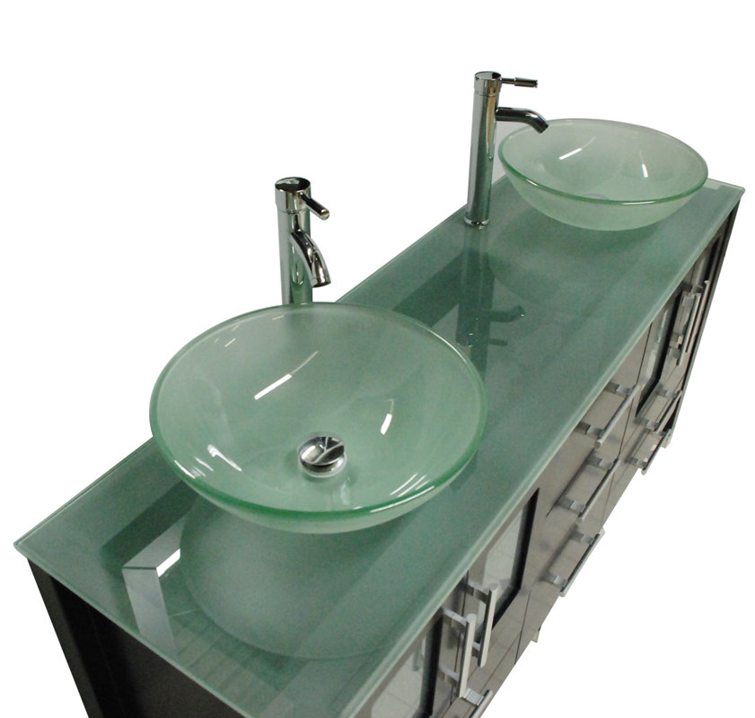 Cambridge Plumbing Emerald 64" Double Bathroom Vanity Set with Mirror