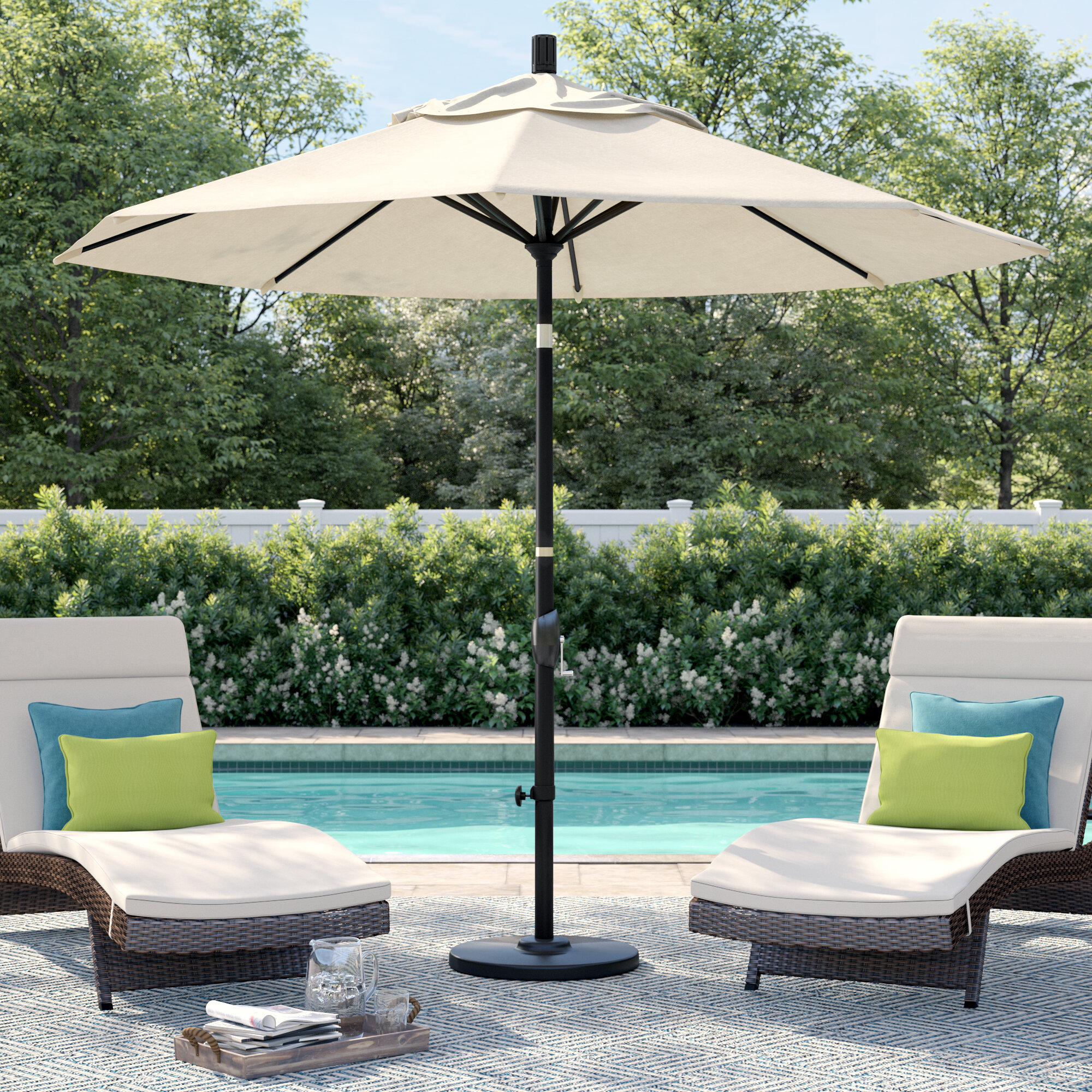 Farmhouse & Rustic Yellow Patio Umbrellas & Stands | Birch Lane