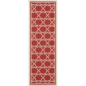 Short Red/Bone Indoor/Outdoor Rug