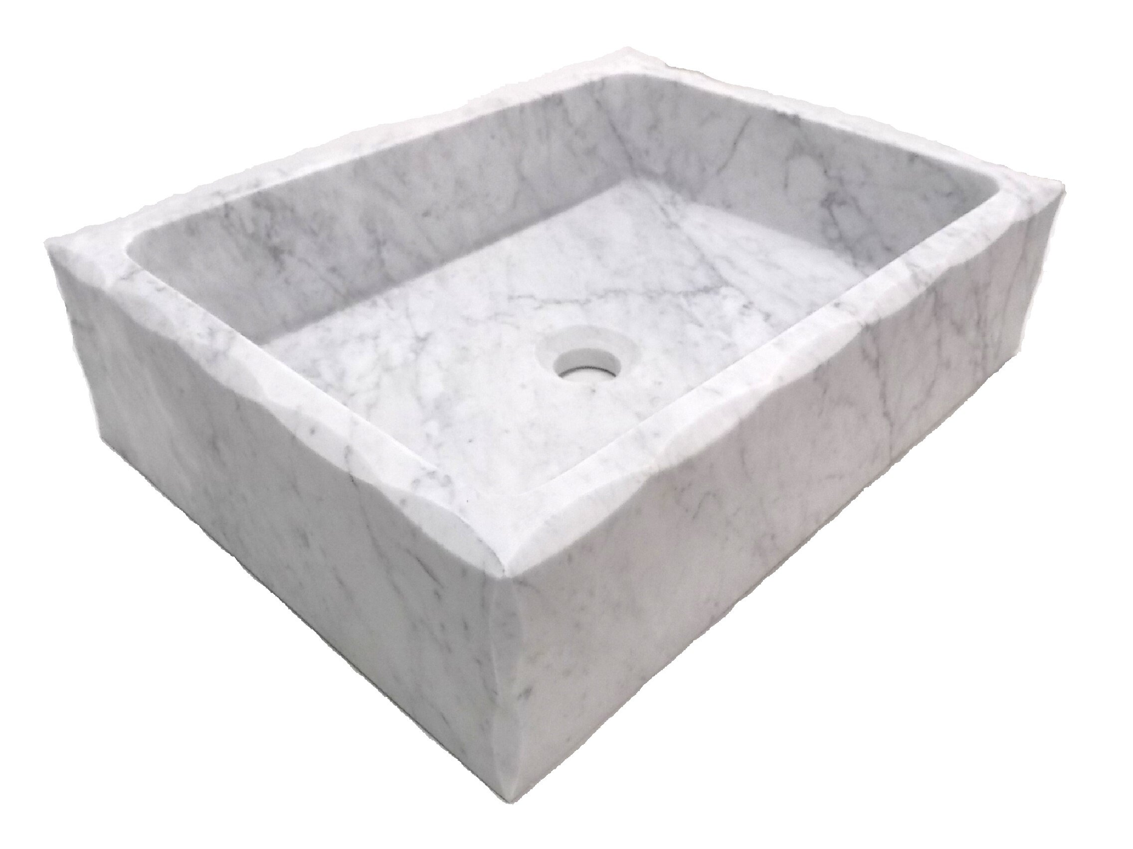 Honed Antique Carrara Marble Rectangular Vessel Bathroom Sink