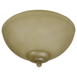 2-Light Alabaster Glass Bowl Outdoor Ceiling Fan Light Kit