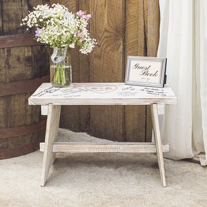 Personalized Heart Rustic Wooden Guestbook Bench