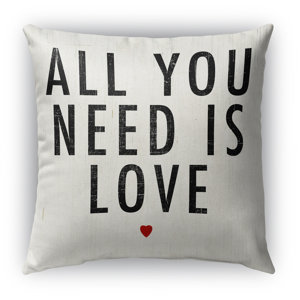 All You Need Is Love Burlap Indoor/Outdoor Throw Pillow