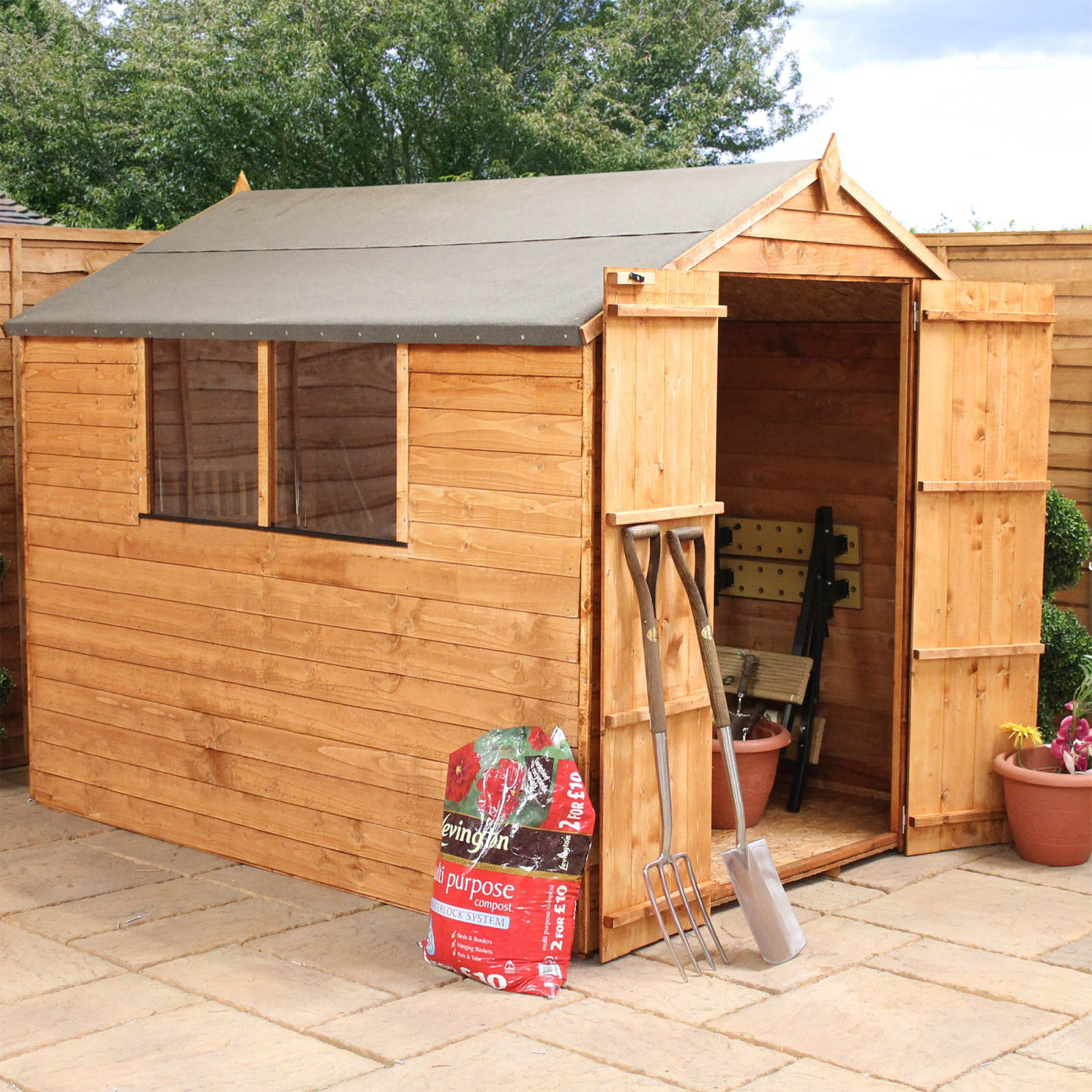 Mercia Garden Products 6 x 8 Wooden Overlap Apex Storage