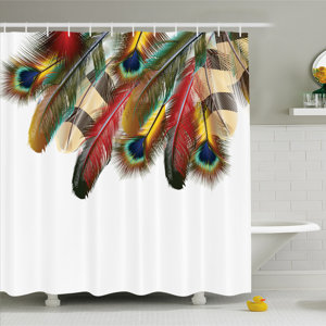 Mystical Esoteric Peacock Feathers Deep Universal Link Icons Boho Theme Shower Curtain Set