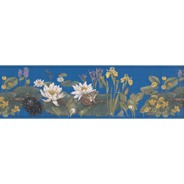 Bouck Flowers Turtle Frog Lizard Nature Retro Design 15 L X 7 W Floral And Botanical Wallpaper Border