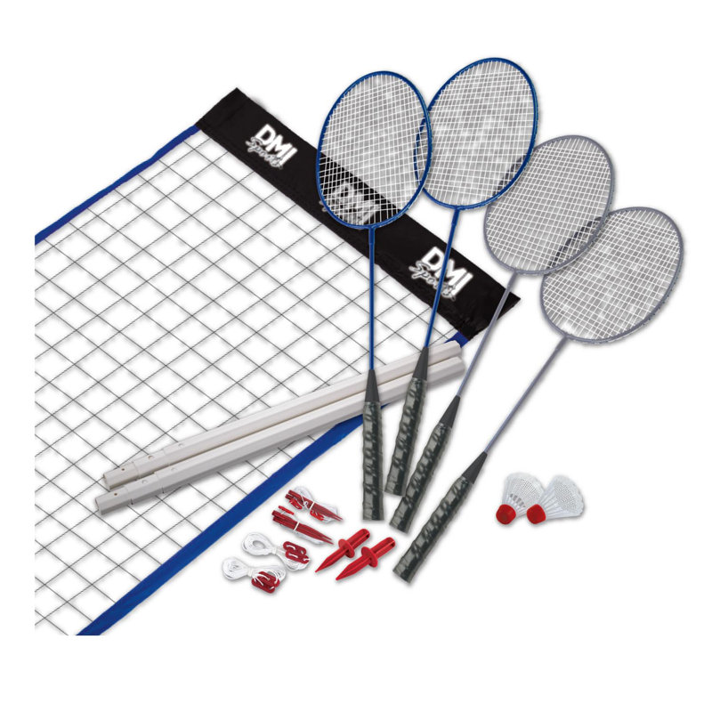 Shuttlecocks In A Case Badminton Poles Set Viva Net Sport 4 Rackets