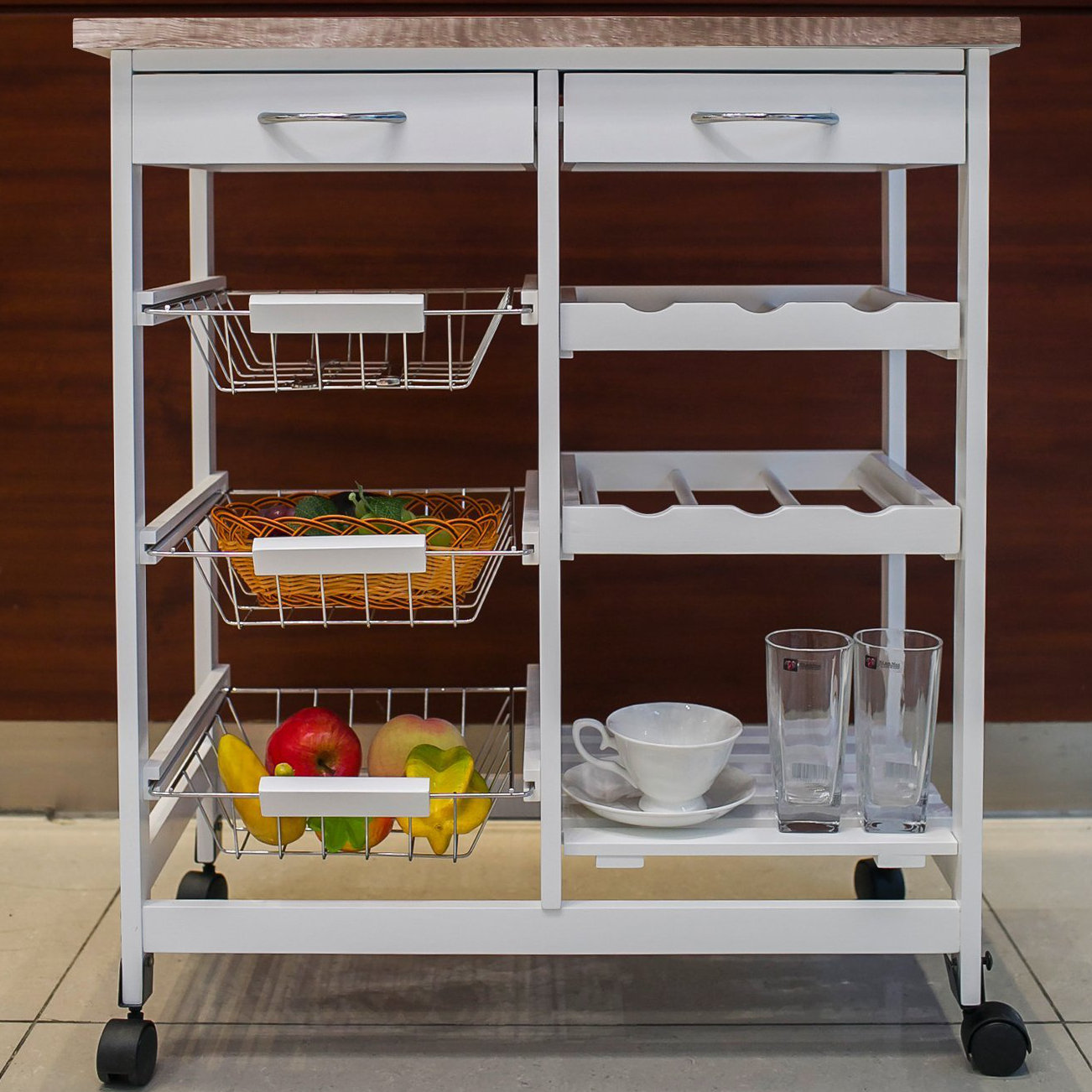 Merax Kitchen Cart With Wood Top Reviews Wayfair