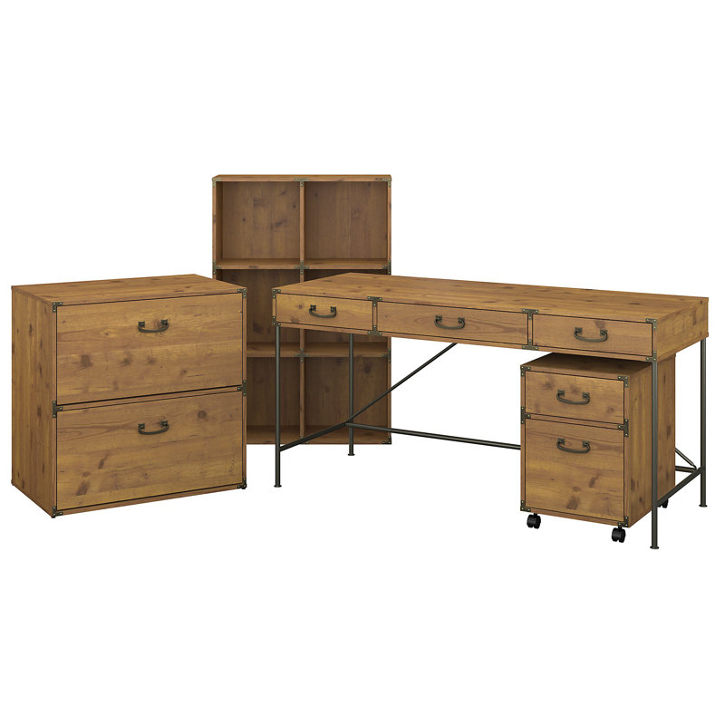 Kathy Ireland Home By Bush Furniture Ironworks Desk And Bookcase Set Ironworks Desk And Bookcase Set