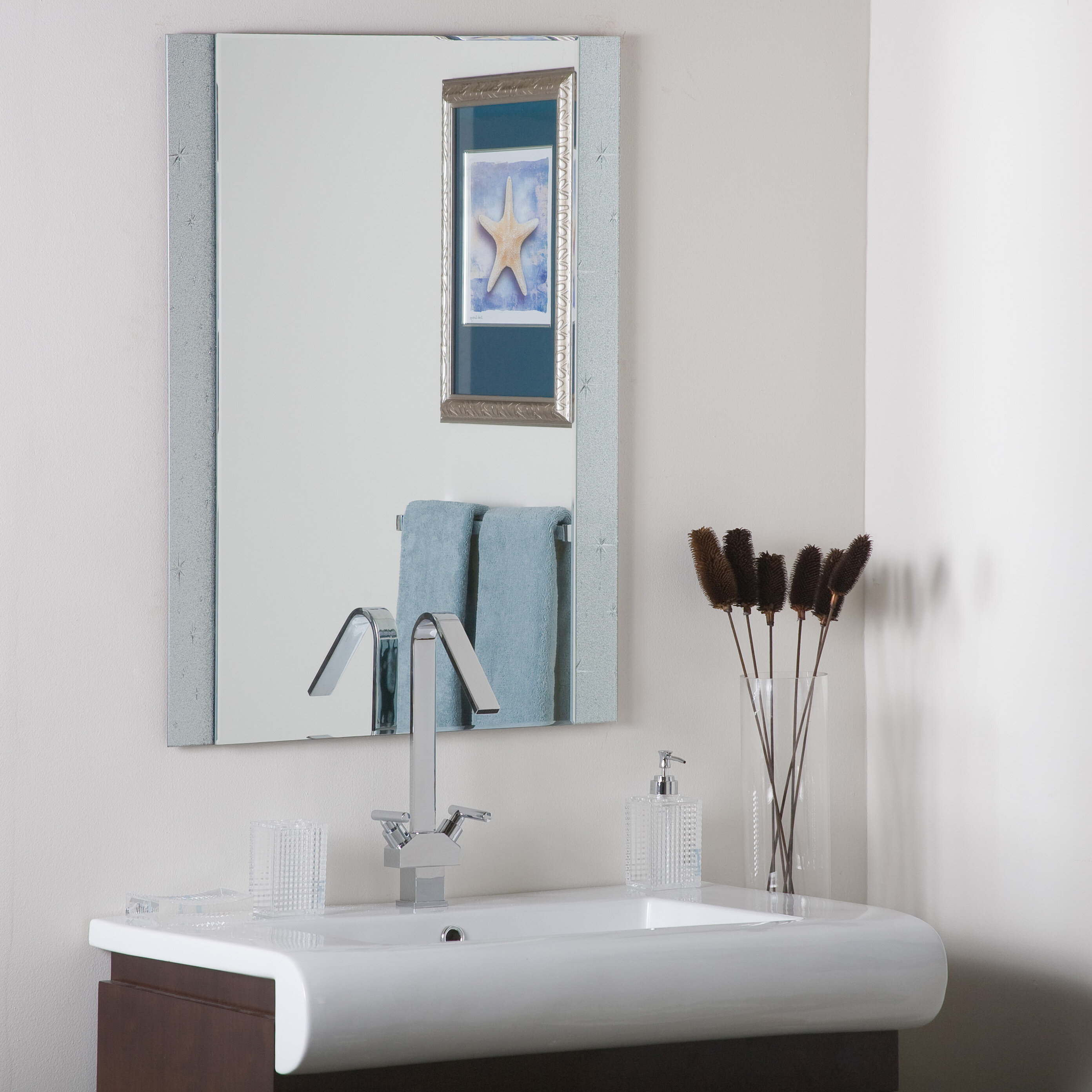 decor wonderland starlight frameless wall mirror & reviews | wayfair