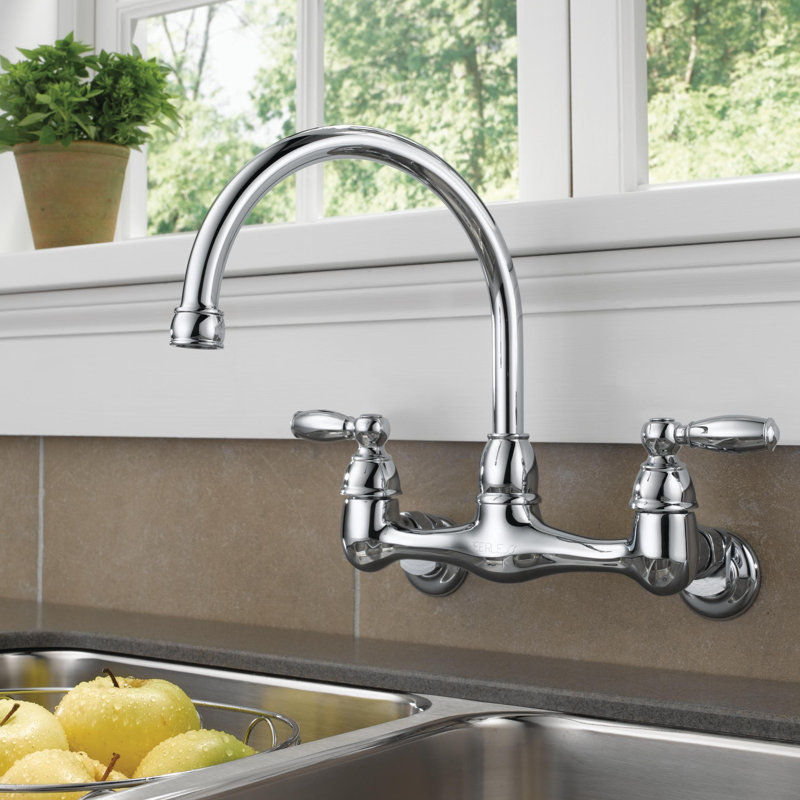 Rless Faucets Double Handle Kitchen Faucet Reviews Wayfair Double Handle Kitchen Faucet