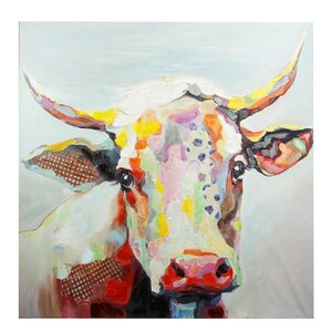 Colorful Bessie the Cow Painting Print