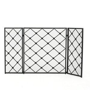 Acta 3 Panel Iron Fireplace Screen