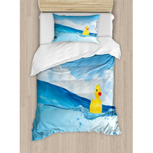 Swimming Pool Toy Storage Wayfair Rubber Duck Toy Swimming In Pond Pool Sea Sunny Day Floating On Water Duvet Cover Set