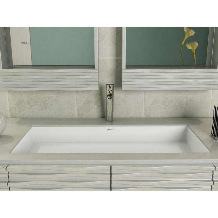 Sondra Solid Surface Acrylic Rectangular Undermount Bathroom Sink With Overflow