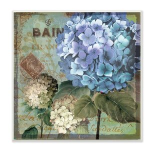'Colorful Hydrangeas with Antique French Backdrop' Textual Art Wall Plaque
