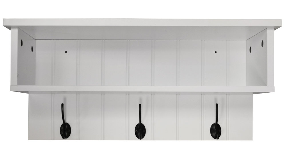 Castleton Home Wall Mounted Hall Rack With Storage And 3 Coat Hooks Wall Mounted Hall Rack With Storage And 3 Coat Hooks