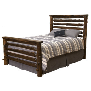 Modern Cedar Log Panel Bed by Fireside Lodge