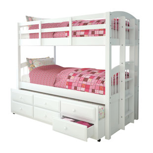 Trundle Twin Bunk Loft Beds You Ll Love Wayfair Octavius Twin Bunk Bed With Trundle And 3 Drawer