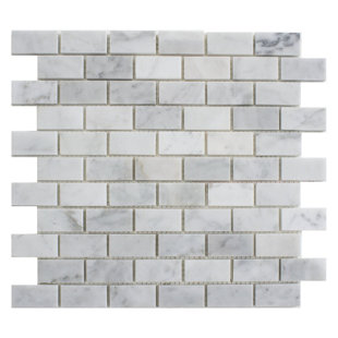 Cobblestone Tile Wayfair Carrara Brick 1 X 2 Marble Mosaic Tile In White