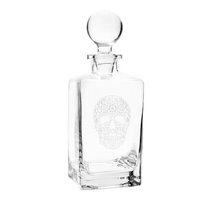 Sugar Skull Square Whiskey 32 oz. Decanter