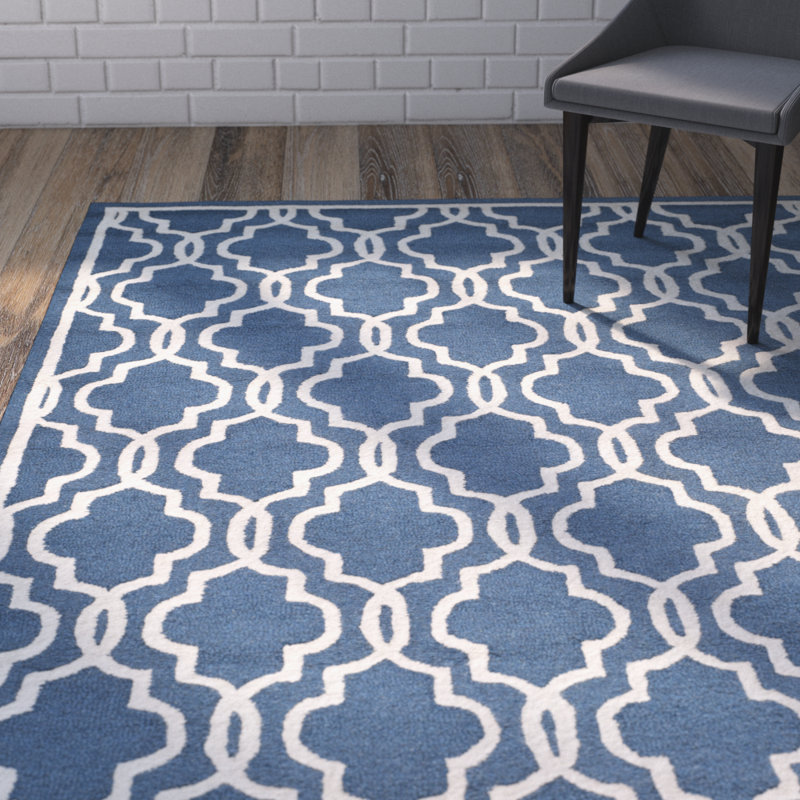 Wrought Studio Martins HandTufted Wool Navy/Ivory Area Rug & Reviews
