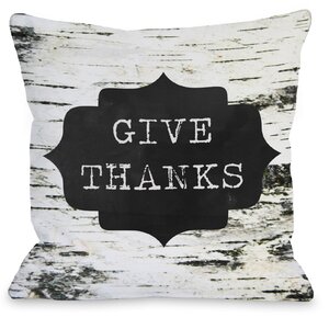 Give Thanks Birch Bark Throw Pillow