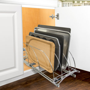 Lynk Professionalu00ae Roll Out Cutting Board, Bakeware, and Tray Organizer - Pull Out Kitchen Cabinet Rack