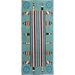 Dalvey Lighthouse Brigade Turquoise/Red Indoor/Outdoor Area Rug