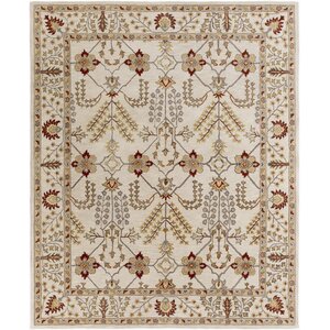 Middleton Kelly Hand-Crafted Ivory/Burgundy Area Rug