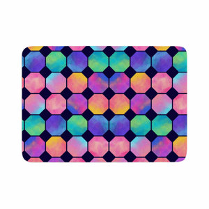 Noonday Design Colorful Watercolor Octagons Watercolor Abstract Memory Foam Bath Rug