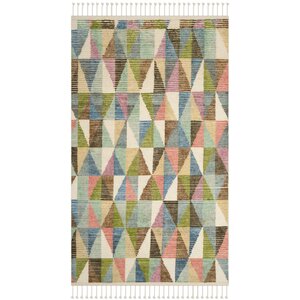 Lohan Hand-Knotted Green/Blue Area Rug