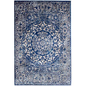Rosie Transitional Medallion Distressed Blue/Gray Area Rug