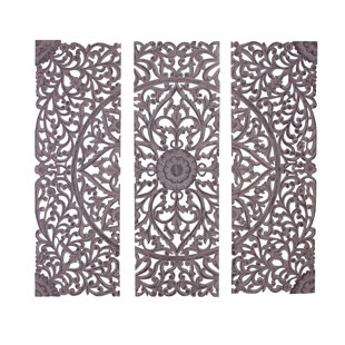 Thai Wood Carving Wall Wayfair 3 Piece Wood Carved Wall Décor Set