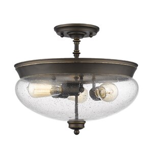 Casselman 3-Light Glass Shade Semi Flush Mount