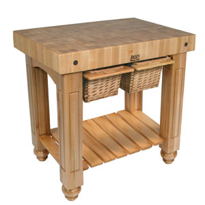 American Heritage Prep Table with Butcher Block Top