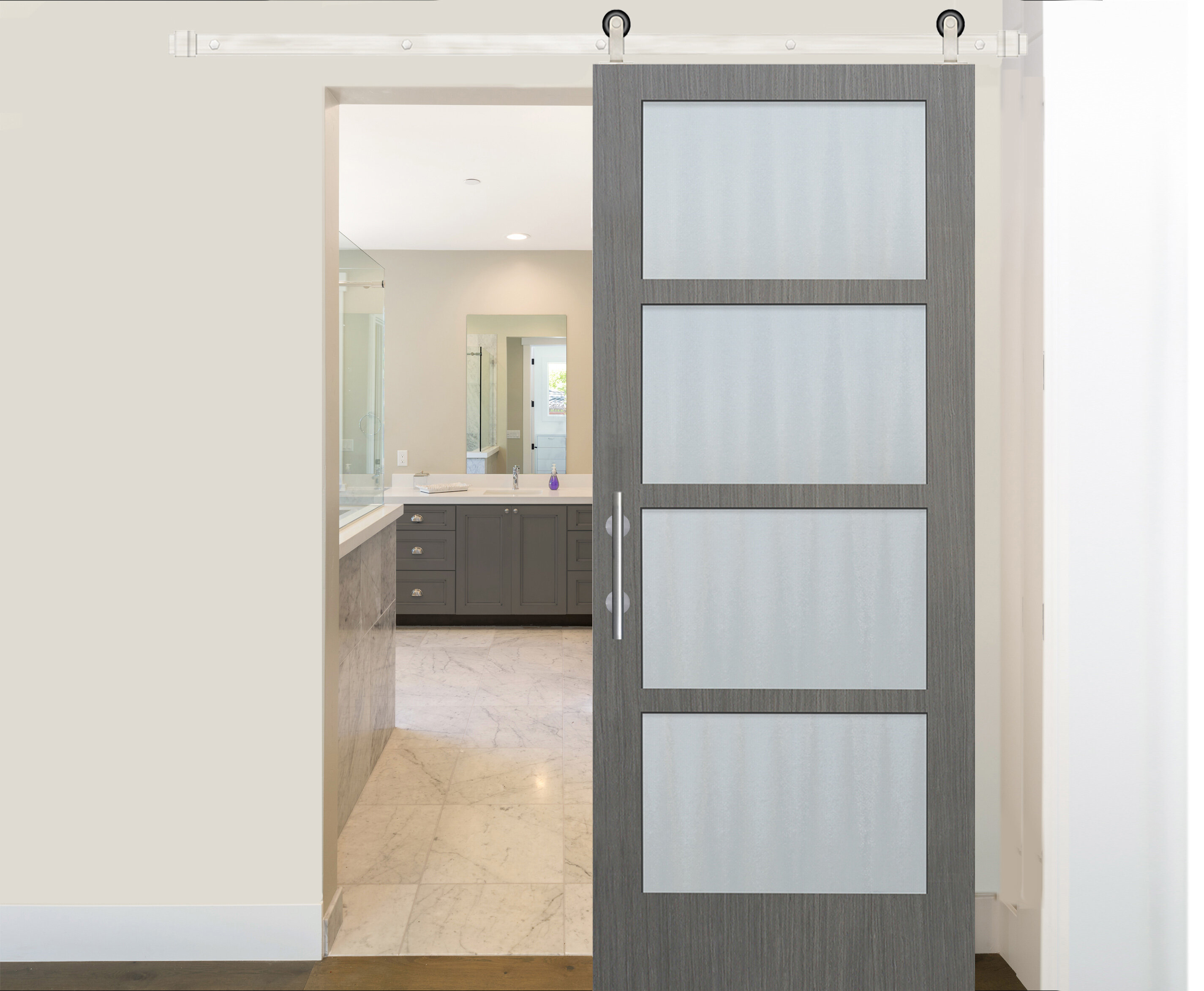 Glass Barn Door With Installation Hardware Kit