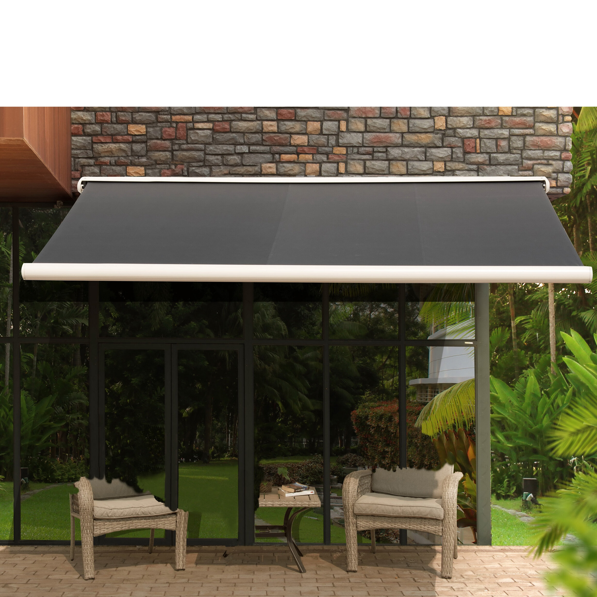 Sunjoy Sunjoy 14 Ft W X 10 Ft D Retractable Patio Awning Wayfair